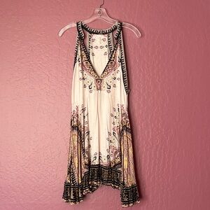 Free People Barely Pink Black and Gold Fabric dress. Size Small